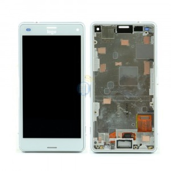 TOUCH+DISPLAY COM FRAME SONY XPERIA Z3 MINI COMPACT D5803 D5833 BRANCO